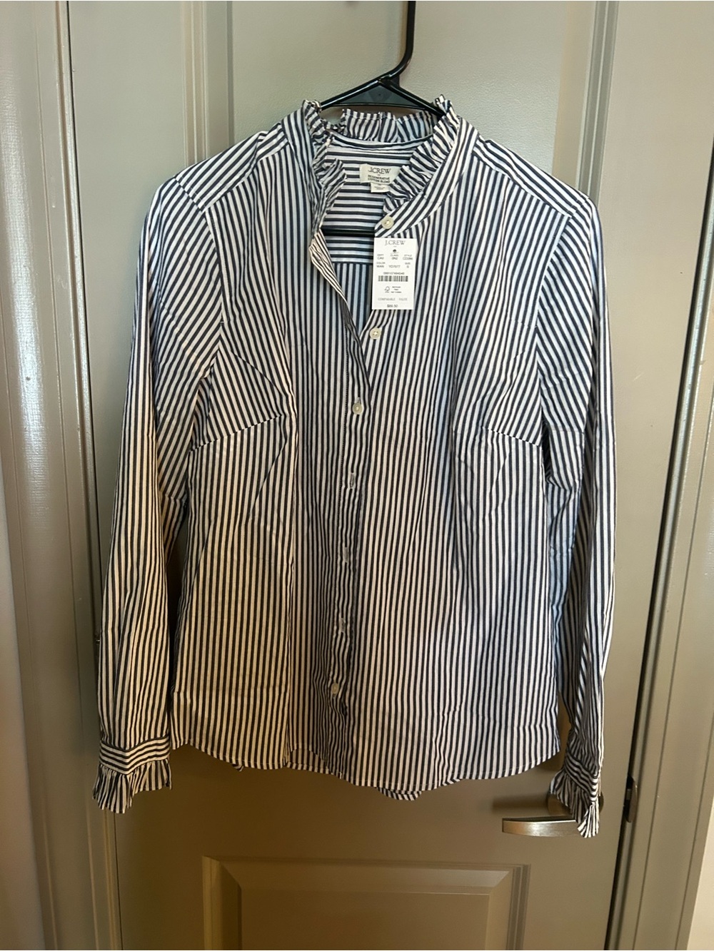J. Crew Navy and White Striped Button-Down Shirt